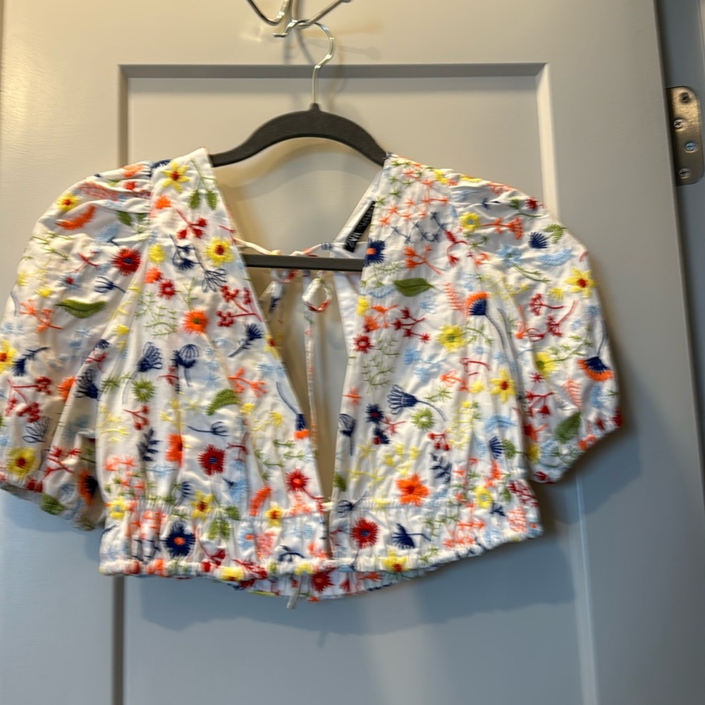 ZARA | Limited Edition Floral Crochet Peplum Sleeve Top